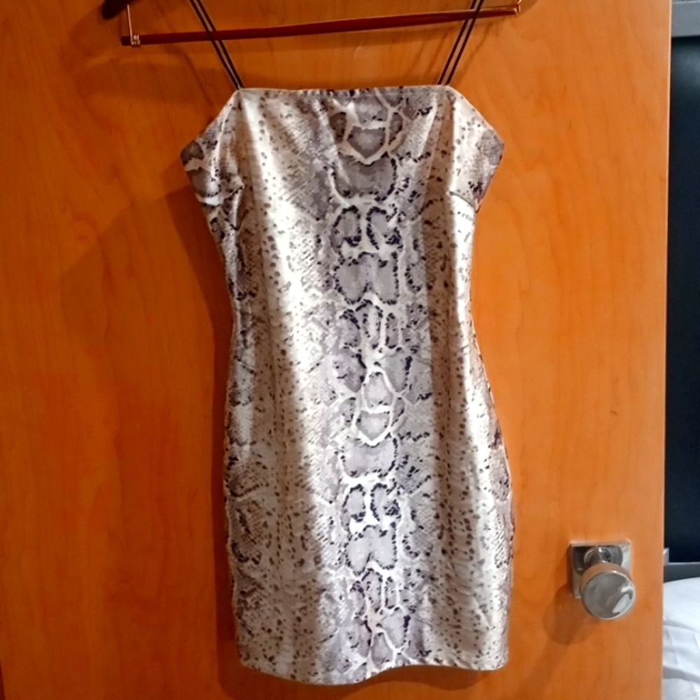 Satin Snake Print Mini Dress